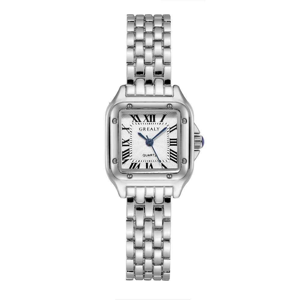 Luxury Women’s Square Watch – Fashion Quartz Wristwatch with Rhinestones, Elegant Casual Alloy Timepiece for Ladies