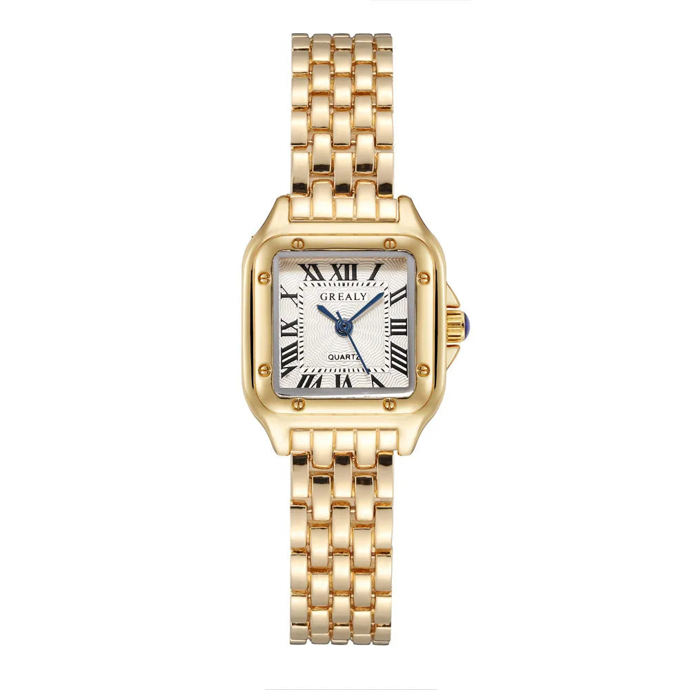 Luxury Women’s Square Watch – Fashion Quartz Wristwatch with Rhinestones, Elegant Casual Alloy Timepiece for Ladies